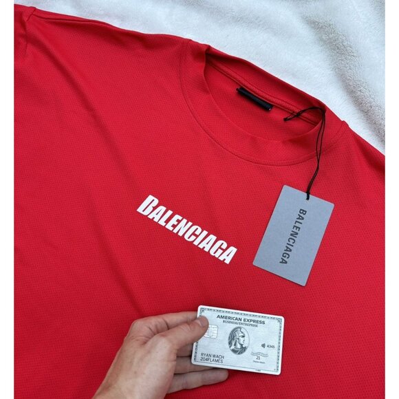 Balenciaga Red Athletic Center Logo Tee - Picture 2 of 5